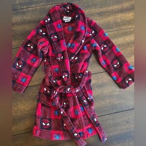 Spiderman Kids Robe - Red and Black Plaid